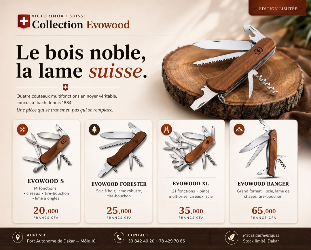 Collection Victorinox EvoWood — couteaux multifonctions en noyer véritable