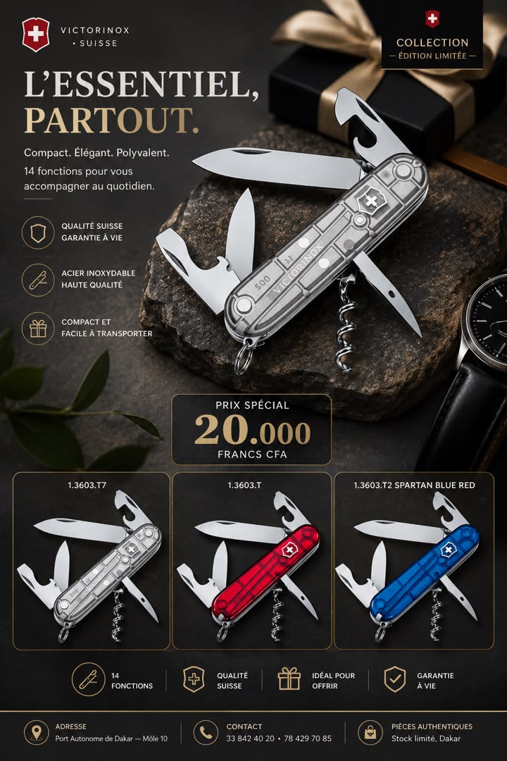 Victorinox Spartan Transparent — prix spécial 20 000 FCFA